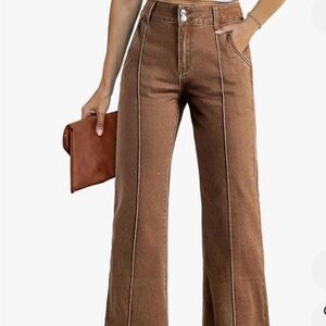 Brown Wide-Leg Pants